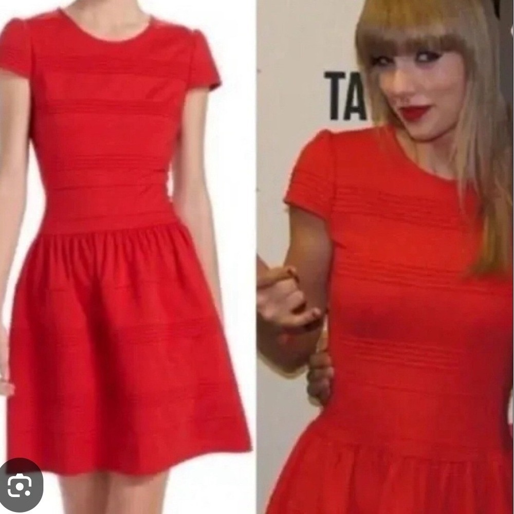 Girls‎ from Savoy Red Pintuck Ponte Knit Bold Texture Mini Dress Festive SZ:4